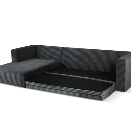 Left corner sofa with bed function, Diego, 6 seats - Dark gray