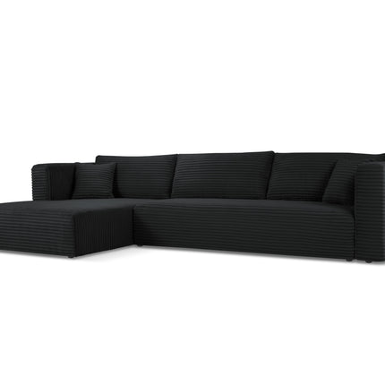 Left corner sofa with bed function, Diego, 6 seats - Black