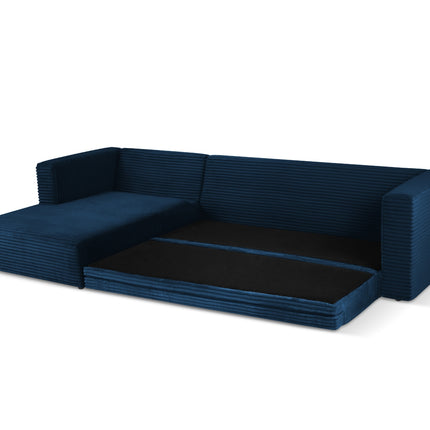 Left corner sofa with bed function, Diego, 6 seats - Royal blue