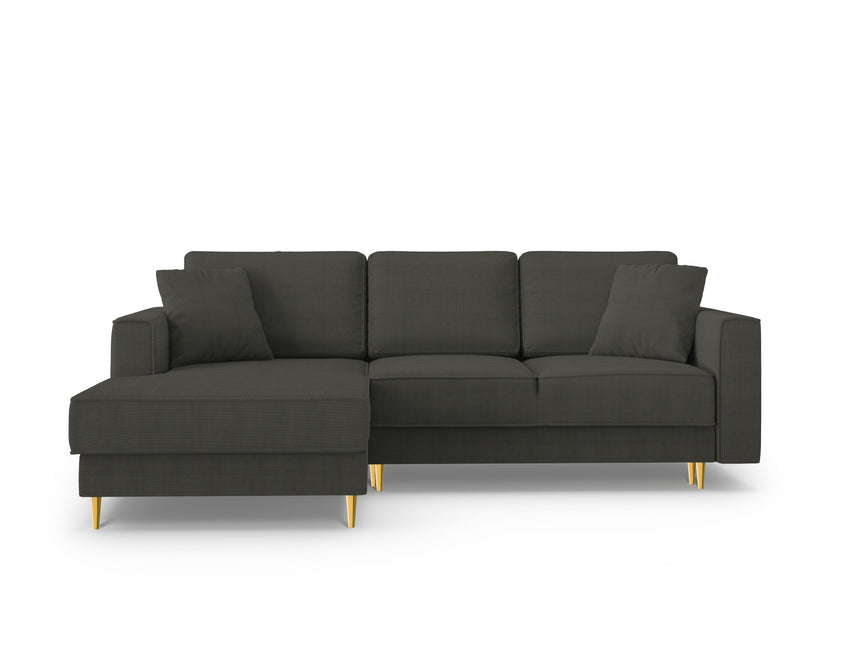 Left corner sofa with bed function and box, Dunas, 4 seats - Black