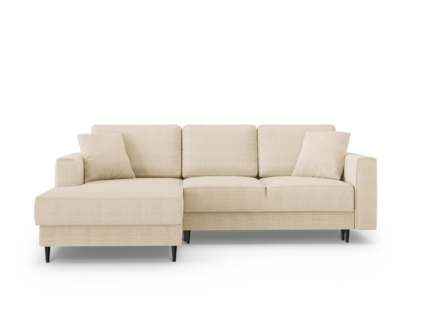 Left corner sofa with bed function and box, Dunas, 4 seats - Beige