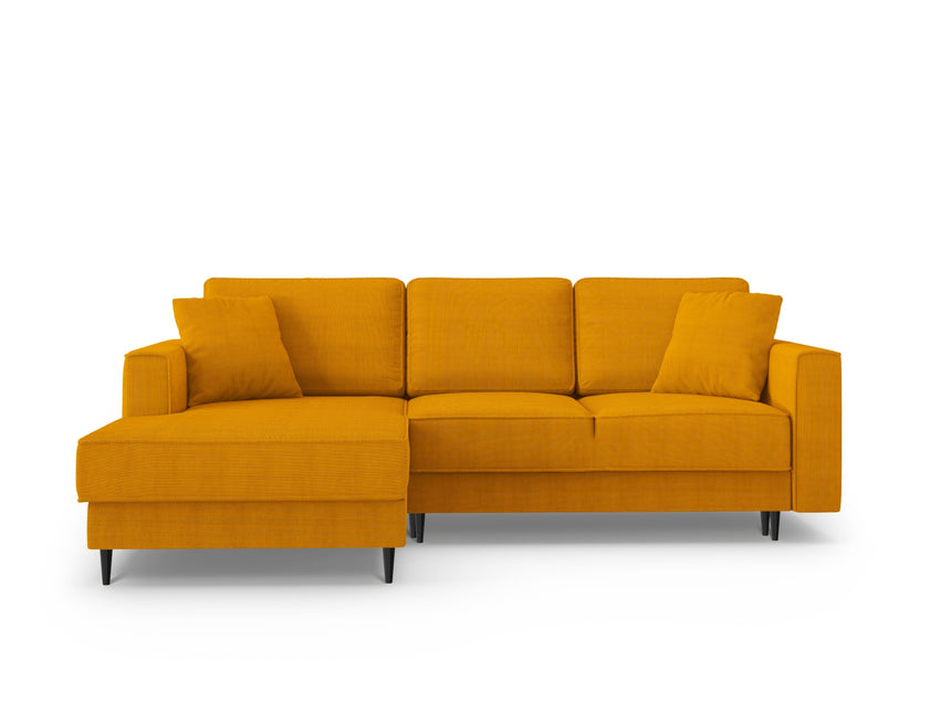 Left corner sofa with bed function and box, Dunas, 4 seats - Yellow