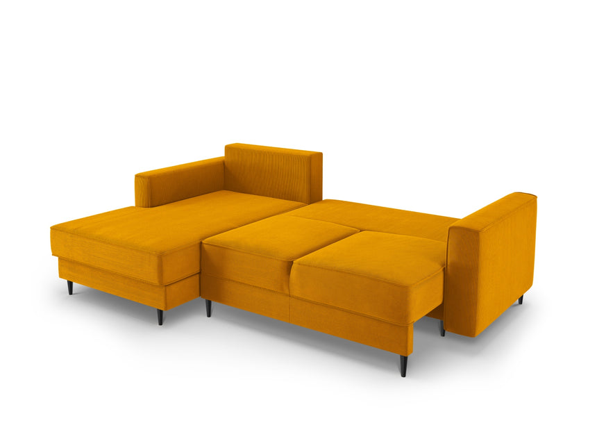 Left corner sofa with bed function and box, Dunas, 4 seats - Yellow