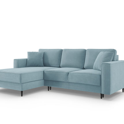 Left corner sofa with bed function and box, Dunas, 4 seats - Light blue