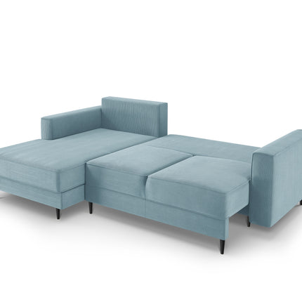 Left corner sofa with bed function and box, Dunas, 4 seats - Light blue