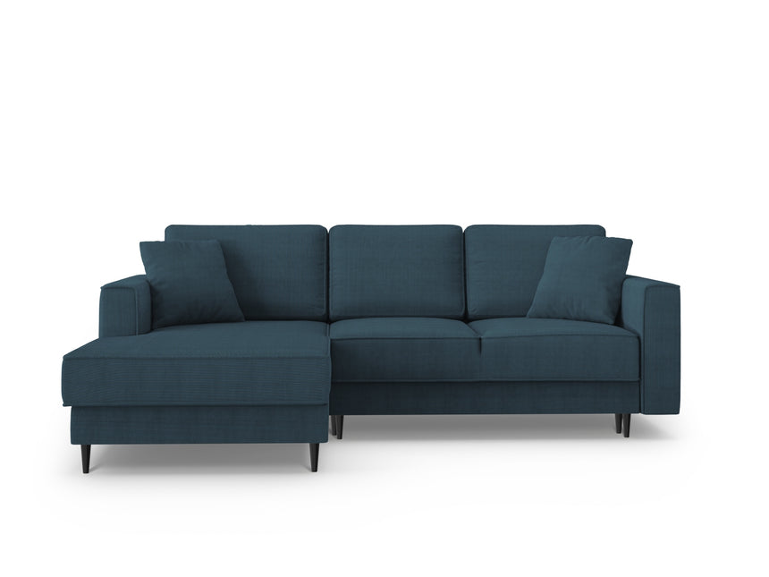 Left corner sofa with bed function and box, Dunas, 4 seats - Dark blue