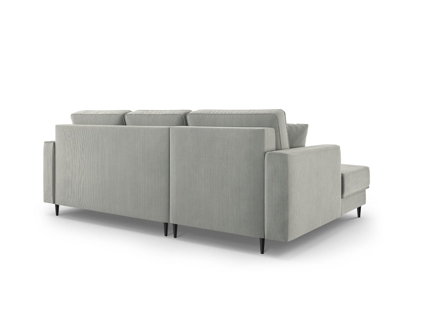 Left corner sofa with bed function and box, Dunas, 4 seats - Light gray