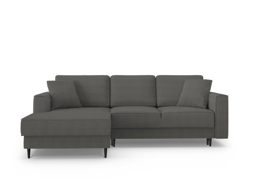 Left corner sofa with bed function and box, Dunas, 4 seats - Gray