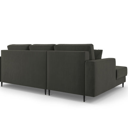 Left corner sofa with bed function and box, Dunas, 4 seats - Black