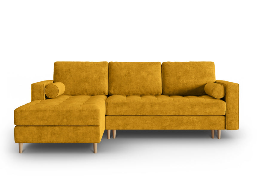 Left corner sofa with bed function and box, Gobi, 5-seater - Yellow