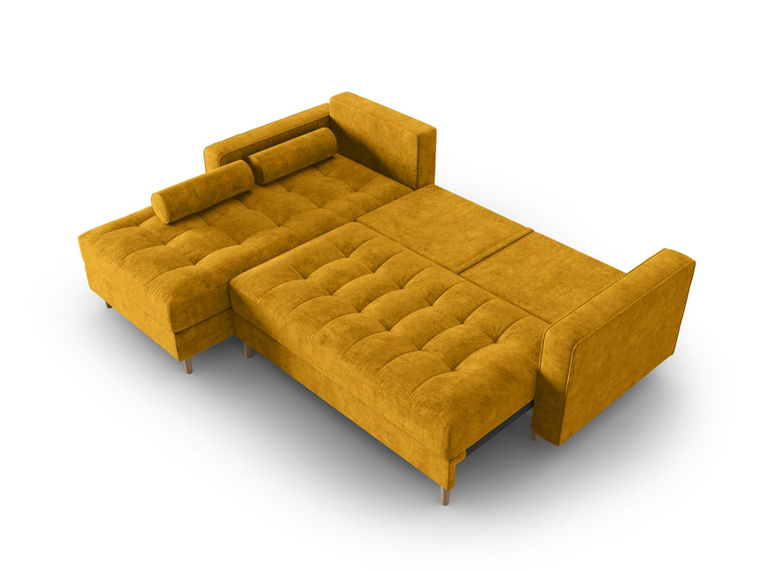 Left corner sofa with bed function and box, Gobi, 5-seater - Yellow