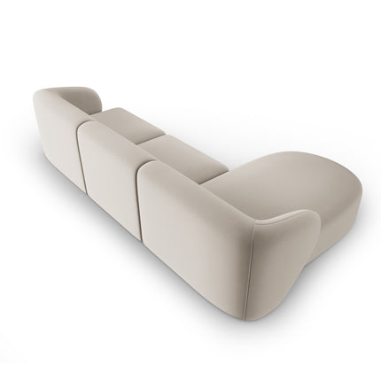 Modular corner sofa left velvet, Shane, 4 seats - Beige