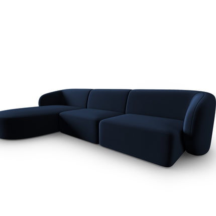 Modular corner sofa left velvet, Shane, 4 seats - Royal blue