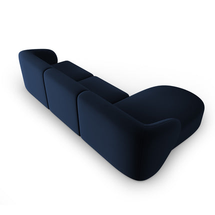 Modular corner sofa left velvet, Shane, 4 seats - Royal blue