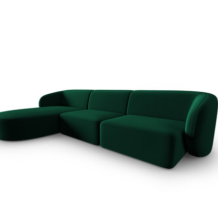 Modular corner sofa left velvet, Shane, 4 seats - Bottle green