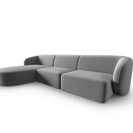 Modular corner sofa left velvet, Shane, 4 seats - Gray
