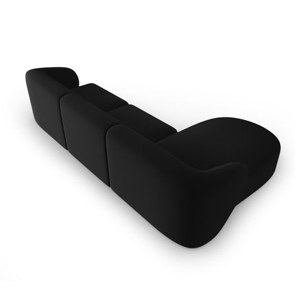 Modular corner sofa left velvet, Shane, 4 seats - Black