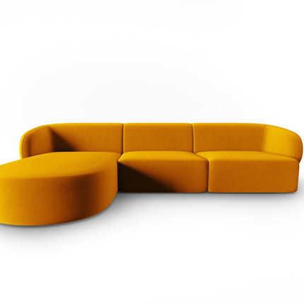 Modular corner sofa left velvet, Shane, 4 seats - Yellow