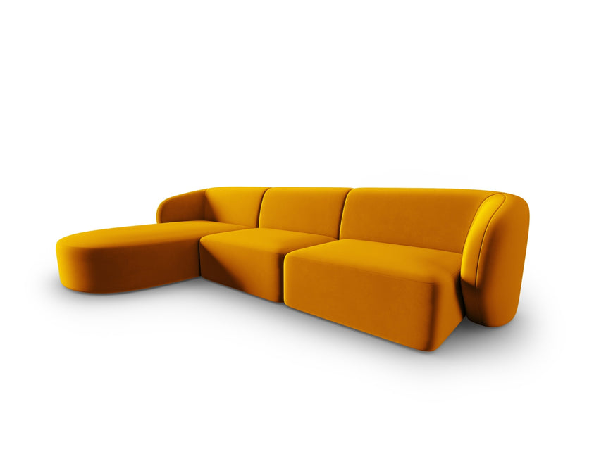 Modular corner sofa left velvet, Shane, 4 seats - Yellow