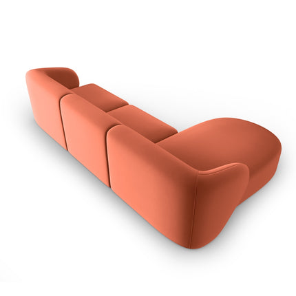 Modular corner sofa left velvet, Shane, 4 seats - Coral