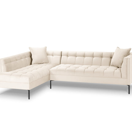 Corner sofa left velvet, Karoo, 5-seater - Light beige