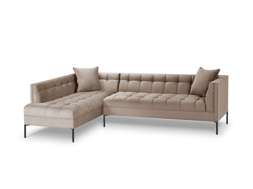 Corner sofa left velvet, Karoo, 5-seater - Beige