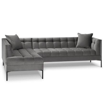 Corner sofa left velvet, Karoo, 5-seater - Light gray
