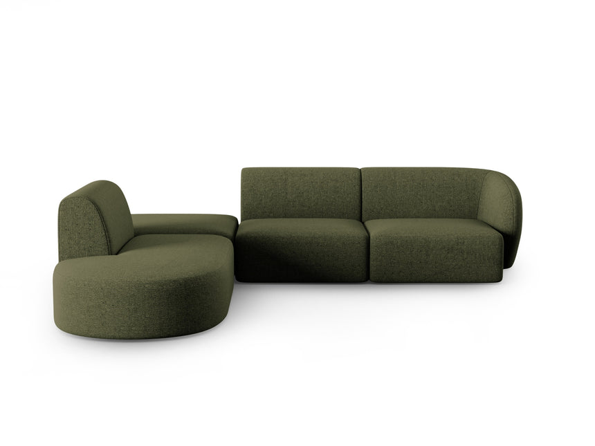 Modular corner sofa left, Shane, 5 seats - Green
