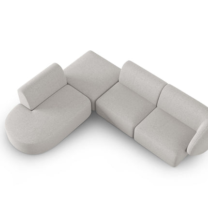 Modular corner sofa left, Shane, 5 seats - Silver