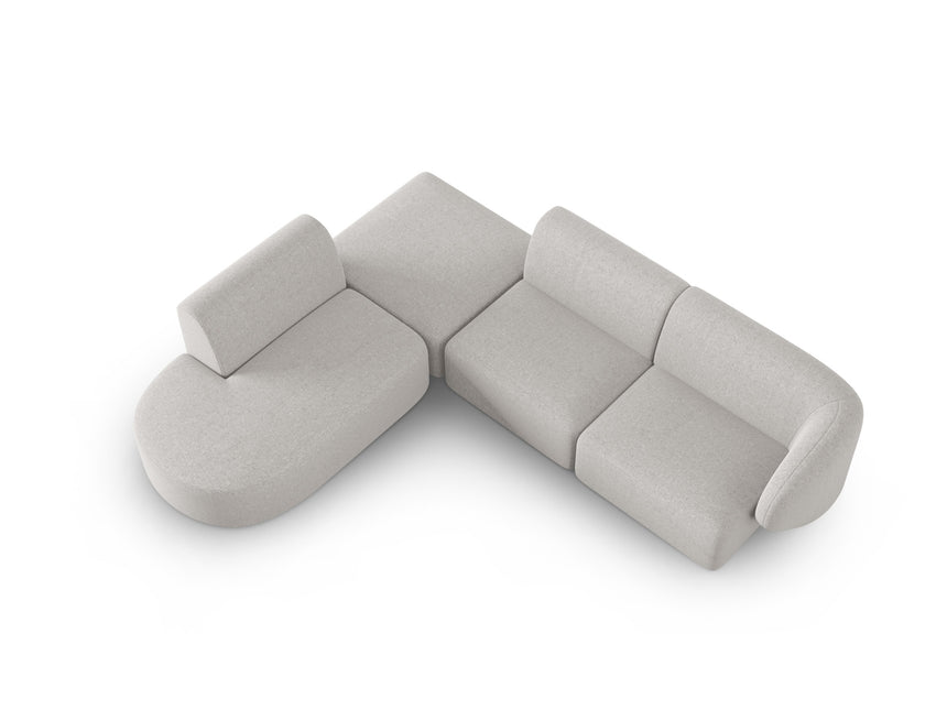 Modular corner sofa left, Shane, 5 seats - Silver