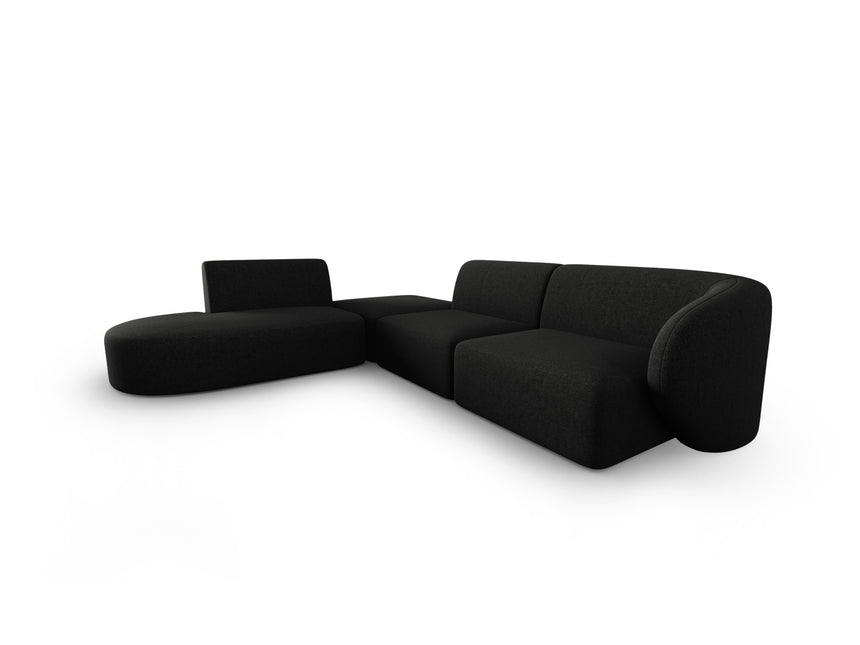 Modular corner sofa left, Shane, 5 seats - Black