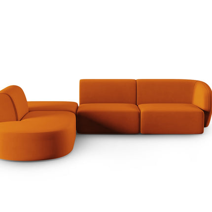Modular corner sofa left velvet, Shane, 5 seats - Terracotta