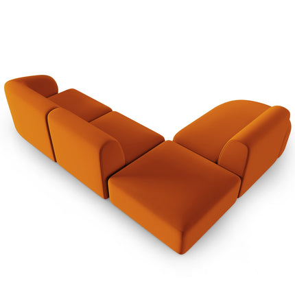 Modular corner sofa left velvet, Shane, 5 seats - Terracotta