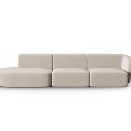 Modular sofa velvet left, Shane, 4 seats - Beige