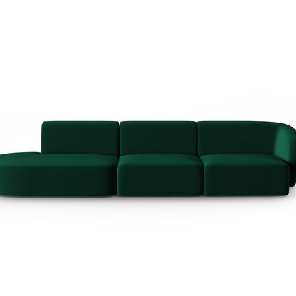 Modular sofa velvet left, Shane, 4 seats - Bottle green