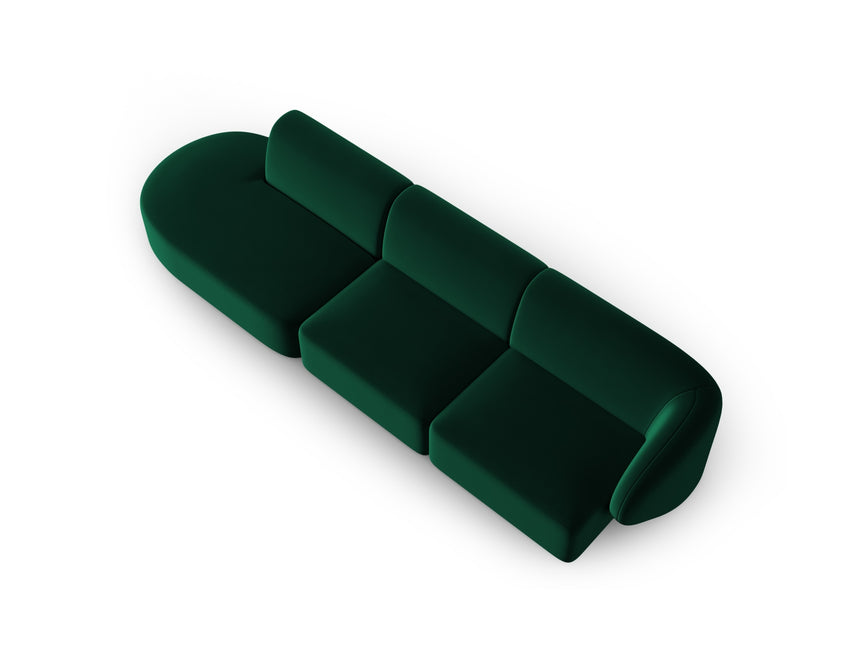 Modular sofa velvet left, Shane, 4 seats - Bottle green