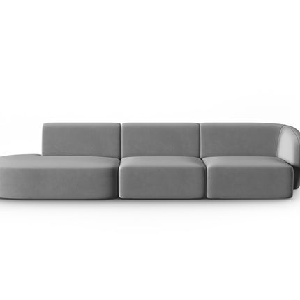 Modular sofa velvet left, Shane, 4 seats - Gray