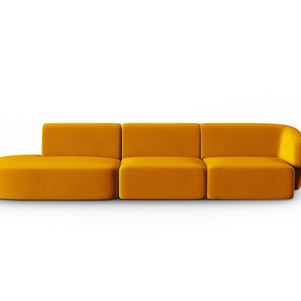 Modular sofa velvet left, Shane, 4 seats - Yellow