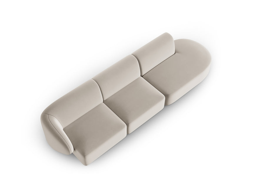 Modular sofa velvet right, Shane, 4 seats - Beige