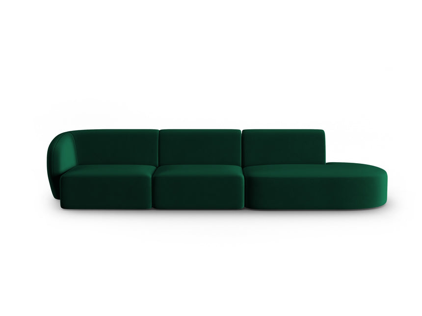 Modular sofa velvet right, Shane, 4 seats - Bottle green