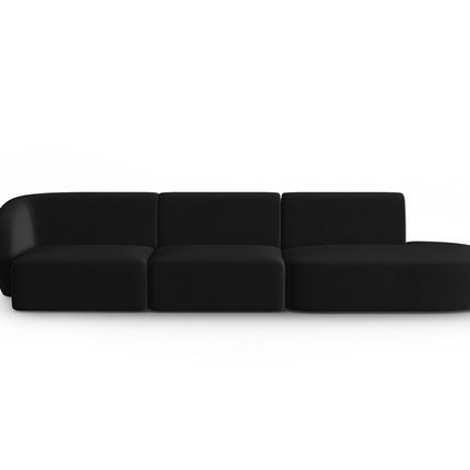 Modular sofa velvet right, Shane, 4 seats - Black
