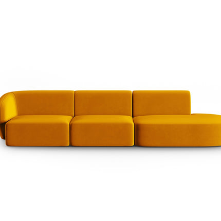 Modular sofa velvet right, Shane, 4 seats - Yellow