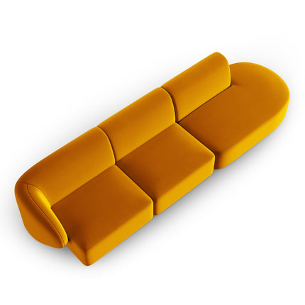 Modular sofa velvet right, Shane, 4 seats - Yellow