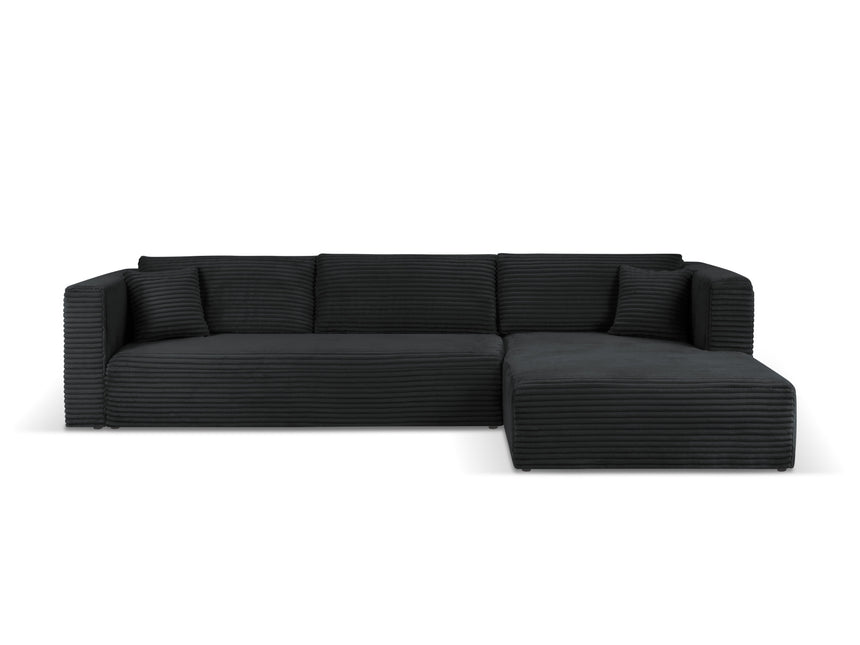 Right corner sofa with bed function, Diego, 6 seats - Black