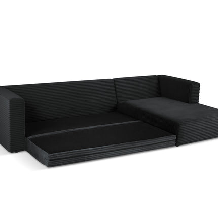 Right corner sofa with bed function, Diego, 6 seats - Black