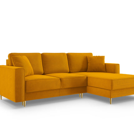 Right corner sofa with bed function and box, Dunas, 4 seats - Yellow