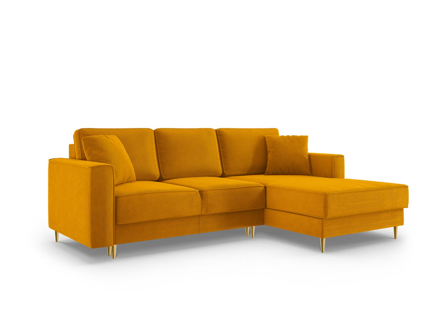 Right corner sofa with bed function and box, Dunas, 4 seats - Yellow