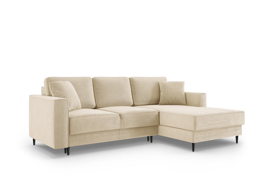 Right corner sofa with bed function and box, Dunas, 4 seats - Beige