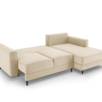 Right corner sofa with bed function and box, Dunas, 4 seats - Beige