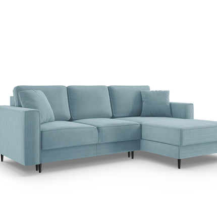 Right corner sofa with bed function and box, Dunas, 4 seats - Light blue